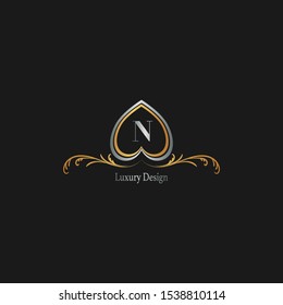 Golden Abstract Luxury Letter N logo icon design concept for hotel, fashion, boutique and more business identity.