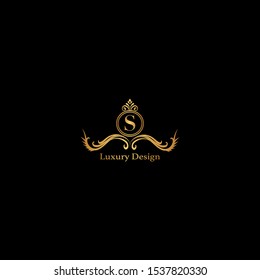 Golden Abstract Luxury Letter S logo icon design concept for hotel, fashion, boutique and more business identity.
