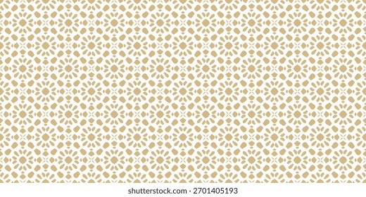Patrón sin fisuras de mosaico abstracto dorado en estilo islámico. Textura ornamental de oro y Vector blanco de lujo. Elegante fondo geométrico oriental con rejilla floral, celosía, malla, azulejos. Diseño repetido