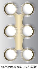 golden abstract object with six circles