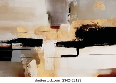 Golden Abstract Oil Painting Art Pattern,Abstract vector oil painting,