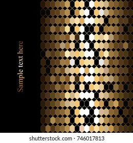 Golden abstract on a black background. Text on a black background