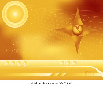 Golden Abstract of outer space with control panel