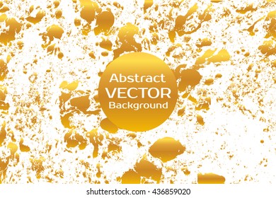 Golden abstract painted marble illustration. Watercolor spot background. Brush splash vector art. Vector with paper marbling textures. White and gold colors.
