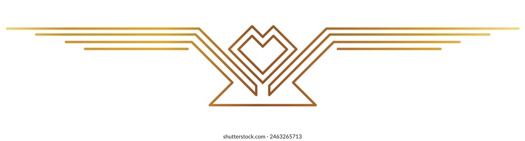 Golden abstract pattern, heart, elegant love Graphic elements