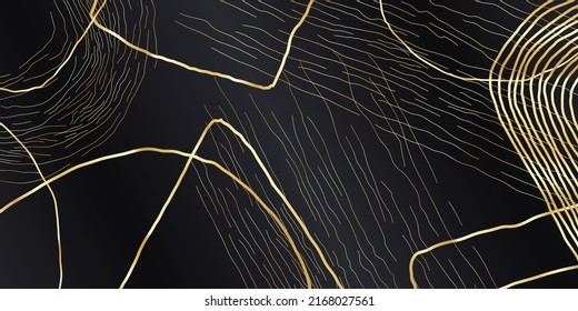 Patrón abstracto dorado. Lujoso adorno lineal dorado. Diseño de primera calidad para papeles pintados, tejidos de seda y decoración. Ilustración vectorial.