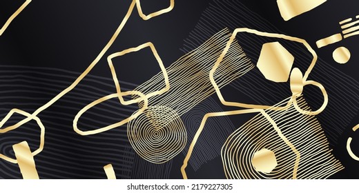 Golden abstract pattern. Luxurious golden linear ornament. Premium design for wallpapers, silk fabrics and decorations. Vector illustration.