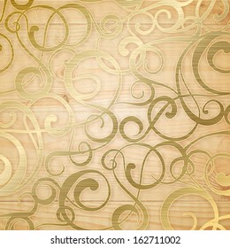 Golden abstract pattern on biege background. Vector illustration.