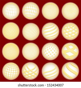 Golden Abstract planet symbols. Sphere world globe, vector