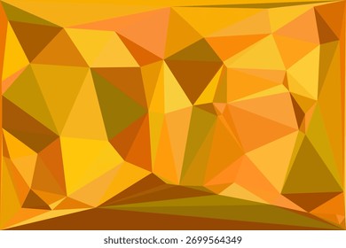 Golden Abstract Polygon Background Low Poly Geometric Texture in Warm Orange Yellow. Vibrant low poly background with abstract geometric shapes. Ideal for banners, wallpapers, and digital art.
