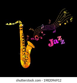 Golden abstract saxophone. Vector illustration