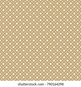 Golden abstract seamless floral pattern. Vector gold and white background. Simple geometric leaf ornament. Delicate luxury graphic texture with diamond shapes, grid. Design for decor, gift paper, wrap