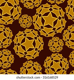 golden abstract seamless pattern out of stars making balls