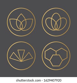 golden abstract shape icon- vector illustration