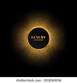 Golden abstract shiny mosaic backgrounds. Vector round frames with different sparkles.