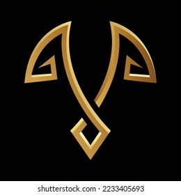 Golden Abstract Spiky Shape on a Black Background
