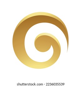 Golden Abstract Swirly Circle Icon on a White Background