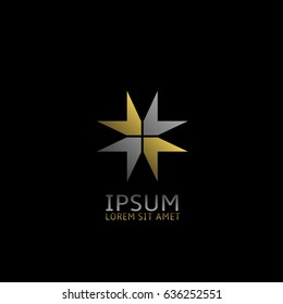 Golden abstract symbol. Flower icon, logo template