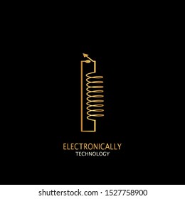 Golden Abstract Techno Electronically Inductor Letter I  logo icon design concept  for electrical, electronical and more technology business.