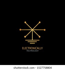 Golden  Abstract Techno Electronically Line 6 Phase Double Star  logo icon design concept  for electrical, electronical and more technology business.