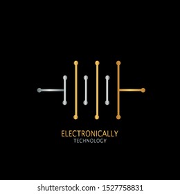 Golden Abstract Techno Electronically Line Battery  logo icon design concept  for electrical, electronical and more technology business.