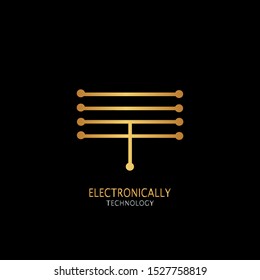 Golden Abstract Techno Electronically Preset T  on line  logo icon design concept  for electrical, electronical and more technology business.