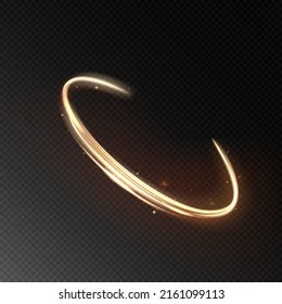 Golden abstract transparent background semicircular light effect, light energy flow. Vector