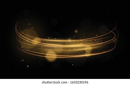 golden abstract transparent light circle effect background, abstract glowing rings