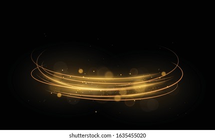 golden abstract transparent light circle effect background, abstract glowing rings