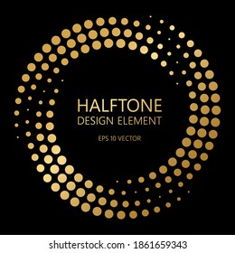 Golden abstract vector graphic element,  spiral, halftone style , for web design, presentation, business card, invitation, poster, cover, landing page.