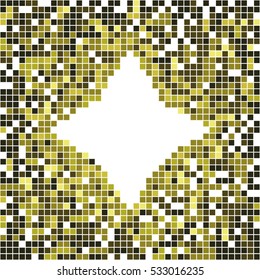 Golden abstract vector. Pixel art banner with star in center.