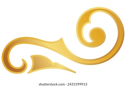 Golden abstract vintage graphic element Rolling black lines on a white background
