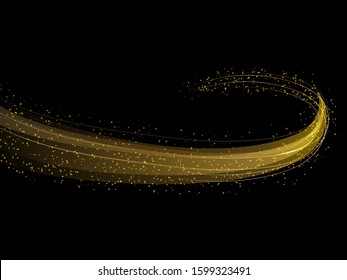 Golden abstract wave background. Gold glitter stardust background. Vector illustration
