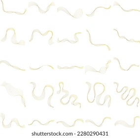 golden abstract wave lines isolated on white background for vector design elements in luxury creative science technology concept