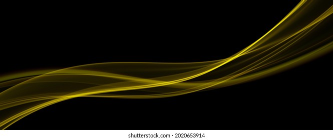 Golden abstract wave. Magic line design. Flow curve motion element. Neon gradient wavy illiustration.