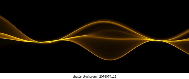 Ola abstracta dorada. Diseño de la línea mágica. Elemento de movimiento de curva de flujo. Ilustración ondulada de gradiente neón.