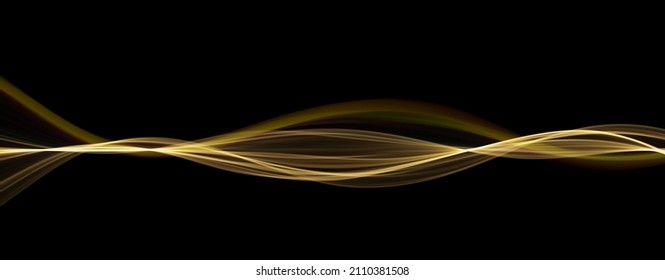 Golden abstract wave. Magic line design. Flow curve motion element. Neon gradient wavy illiustration.