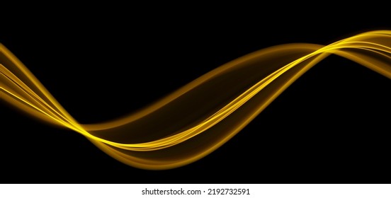 Ola abstracta dorada. Diseño de la línea mágica. Elemento de movimiento de curva de flujo. Ilustración ondulada de gradiente neón.