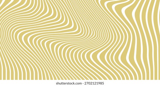 Fondo de línea ondulada abstracta dorada con curvas fluidas suaves que crean un patrón de ilusión óptica moderno ideal para diseños elegantes, Fondos de pantalla y proyectos visuales contemporáneos.