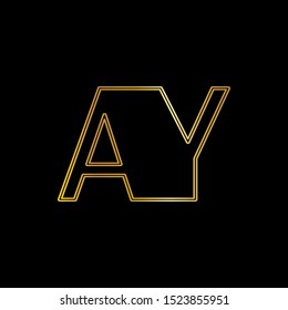Golden Abtract Techno Line letter AY logo icon vector design concept for business identity.
