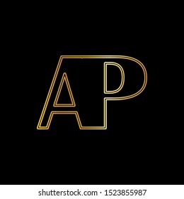 Golden Abtract Techno Line letter AP logo icon vector design concept for business identity.