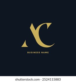 Golden AC monogram design for a modern brand identity