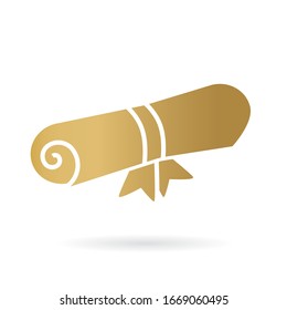 golden academic diploma icon- vector illustration