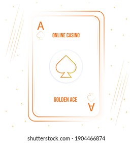 golden ace Cassino concept art. gambling, playing poker championship. simple Vector illustration