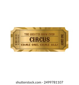 Golden admite un estilo vintage de boletos de circo. El mejor diseño de entradas para espectáculos de circo retro dorado admite una entrada