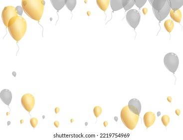 Vector blanco de fondo de aire dorado. Antecedentes Del Resumen Del Juguete. Helio de arte plateado. Tarjeta de caída de Baloon.