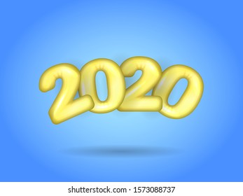 Golden air shapes in form of 2020 date. Vector illustration