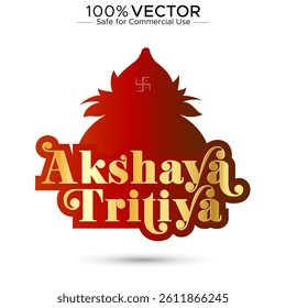 Golden Akshaya Tritiya Typo with Shubh Kalash Pot illustration.