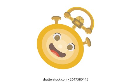 Ilustración vectorial de reloj despertador dorado