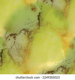 Marbre D'Encre D'Alcool Doré. Lumière Élégante Éclaboussures. Marbre Or Aquarelle. Foil Abstract Aquarelle. Image Vectorielle Peinture Harmonieuse. Peinture verte à l'encre. Arrière-Plan Vectoriel Étincelant Encre. Arrière-Plan marbre à l'huile.